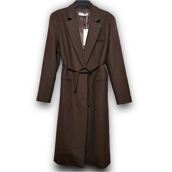 NWT BIANCA SPENDER Tie Waist Lightweight Wool Deadstock Long Duster Overcoat L - Picture 2 of 8